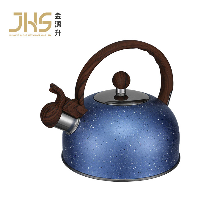 JHS blue satin 3l stainless steel safety lid kettle spout cooking water tea whistling kettle