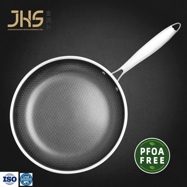 Manufacturers Wholesale PFOA FREE Coating Stainless Steel  Honeycomb Non-stick Frying Pan for Cooking