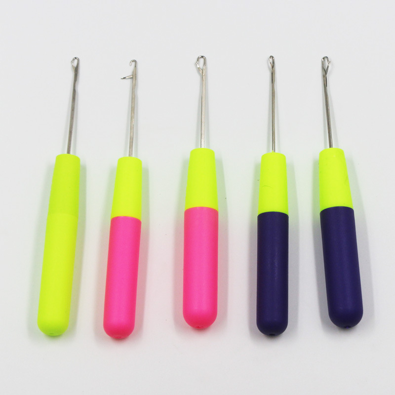 Colorful Plastic Handle Latch Crochet Hook Crochet Needles Weaving Threader For Braiding Hair Extensions Wigs