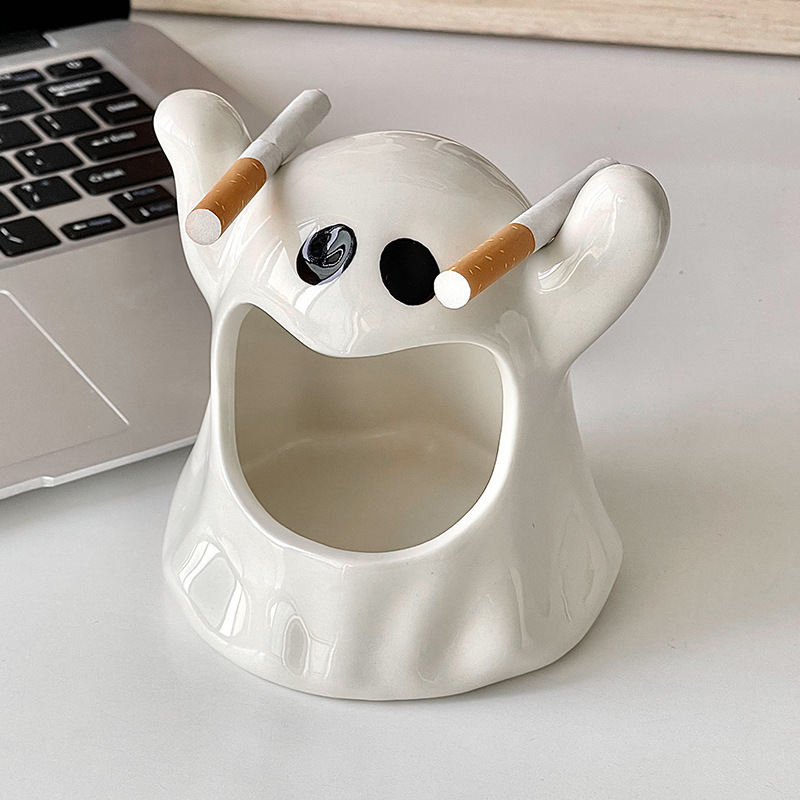 2024 High Quality Creative Ghost Ashtray Ceramic Unique Design Smokeless Cigarette Holder Ashtray Accessories