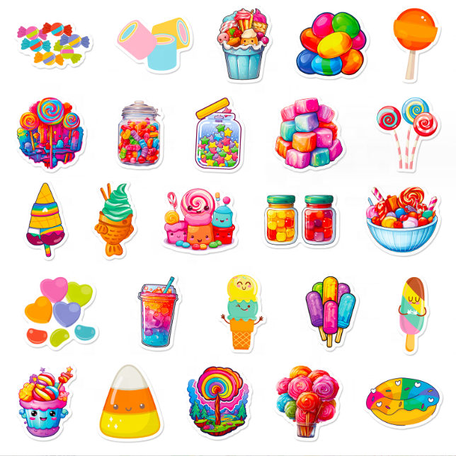 50PCS Cartoon dessert snack cute sweet Ice cream drinks Sticker