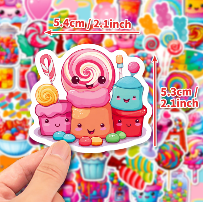 50PCS Cartoon dessert snack cute sweet Ice cream drinks Sticker