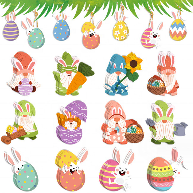 Happy Easter party Paper Hanging Ornaments Easter tree Party Home Classroom decor