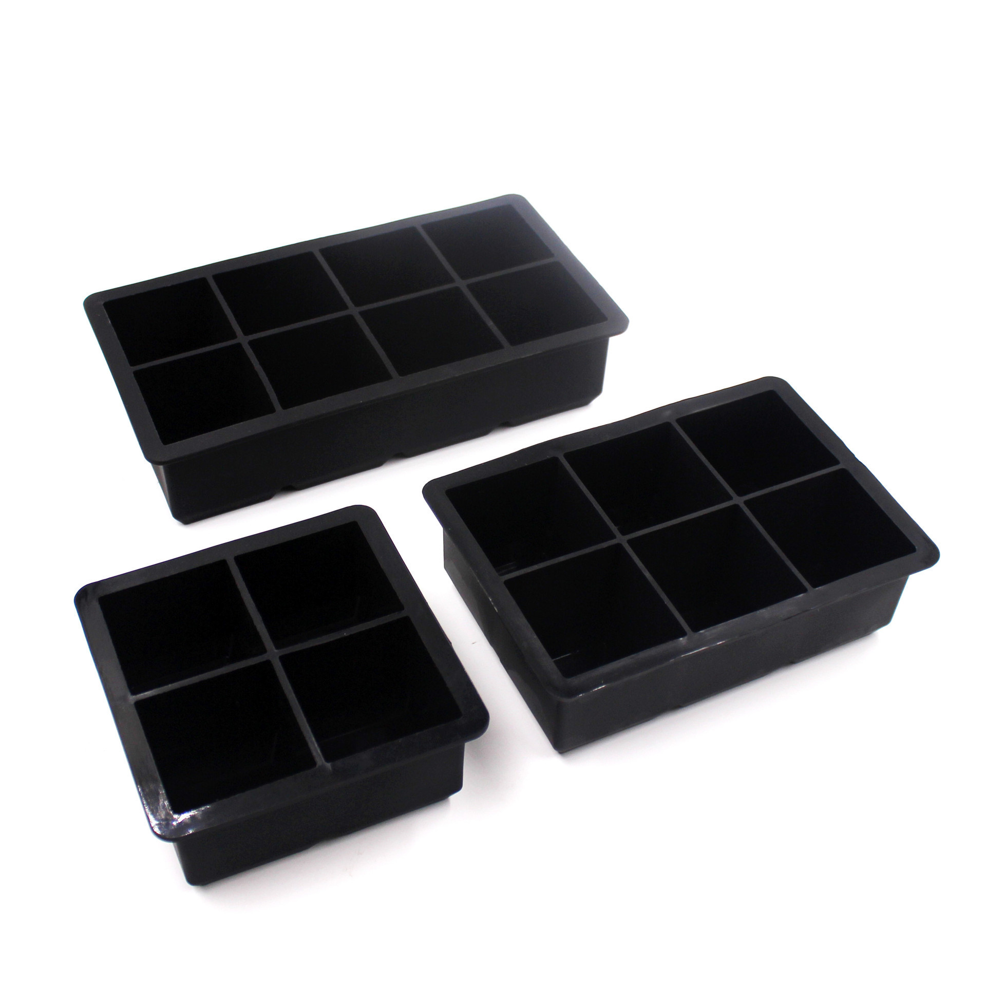 Reusable & BPA Free Silicone Whiskey Ice Cube Molds with Lids Large Square Ice Cube Trays  4/6/8 Grid Big Ice Cube Maker