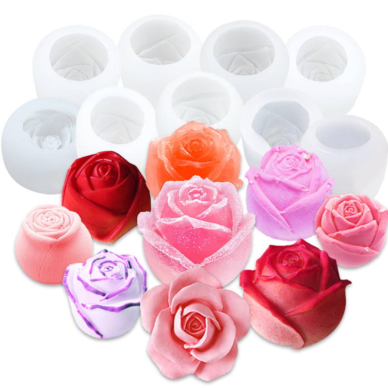 Valentine's Day DIY Silicone Mold Rose Candle Soap Aromatherapy Mold Silicone Mold For Rose Flower Candle Making