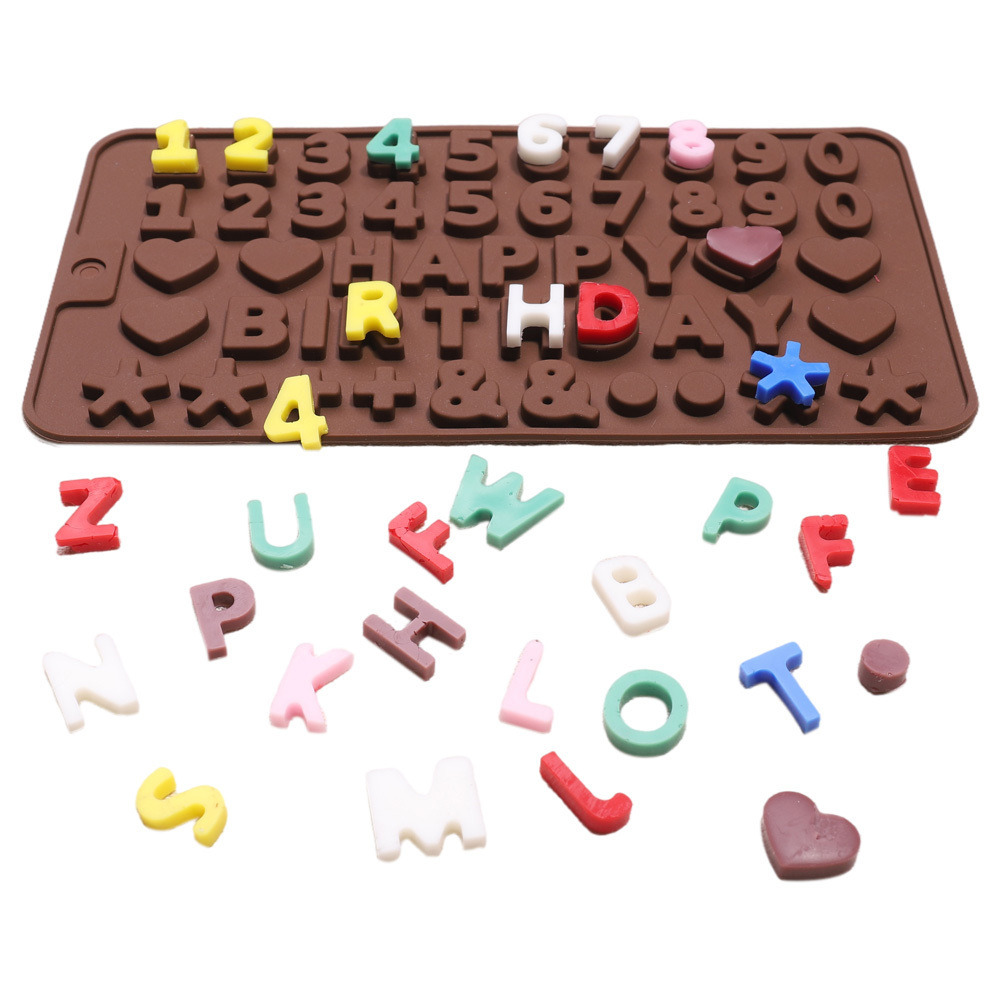 Mydeepsea Letter and Number Chocolate Molds with Happy Birthday Cake Decorations Chocolate Molds Silicon