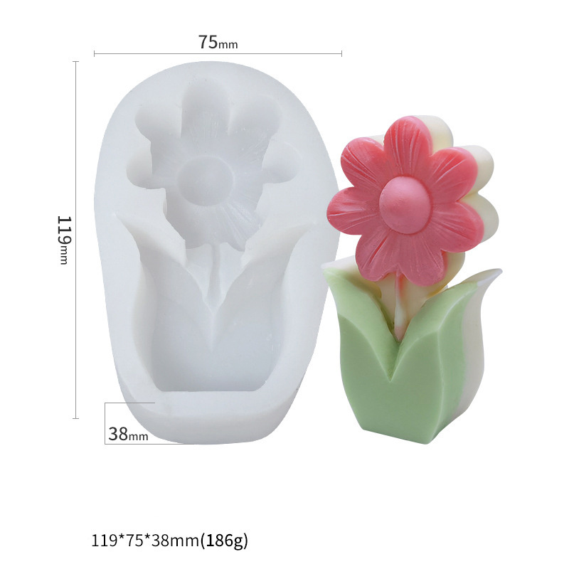 Wholesale Factory 3D Silicone Molds For Candle Making Mini Flowers Mold For Candle DIY Tulip Sunflower Shaped Candle Molds