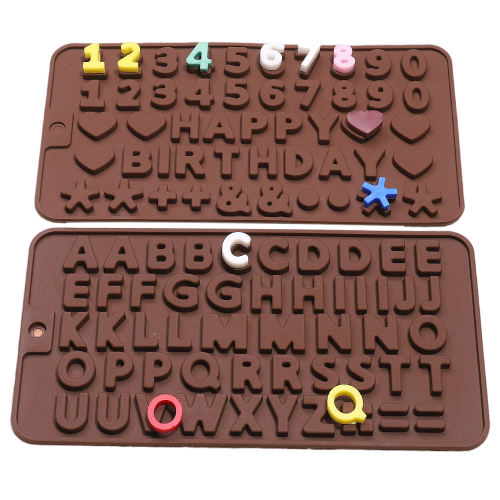 Mydeepsea Letter and Number Chocolate Molds with Happy Birthday Cake Decorations Chocolate Molds Silicon