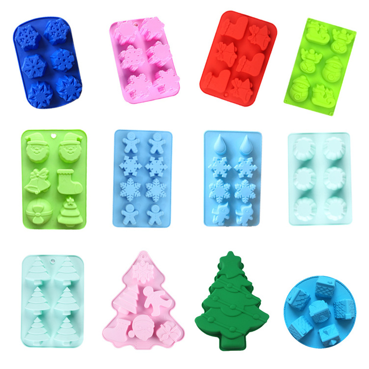 Silicone Christmas Baking Mold Set Christmas Tree Snowflakes Snowman Cake Mold,bath bombs,Soap Mold Set silicone christmas molds