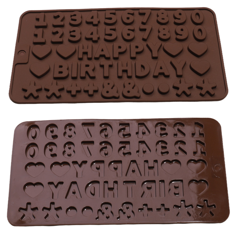 Mydeepsea Letter and Number Chocolate Molds with Happy Birthday Cake Decorations Chocolate Molds Silicon