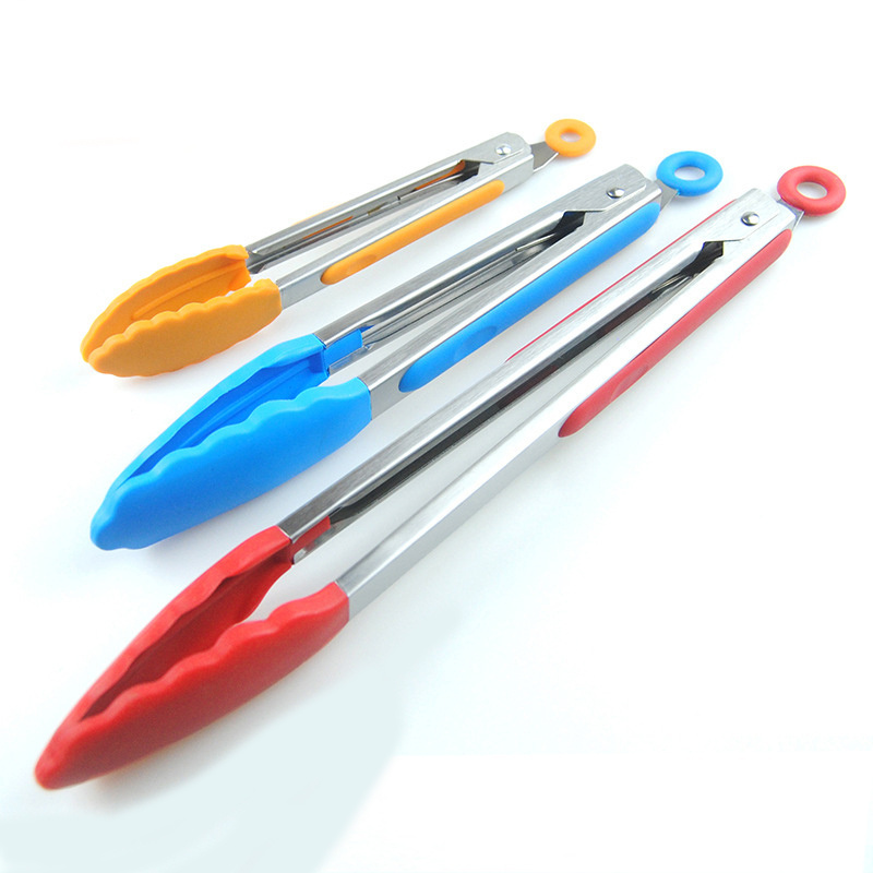 7/9/12 Inch Food Grade Silicone Food Tong Kitchen Tongs Utensil Cooking Tong clip Clamp accessories Salad Serving BBQ tools