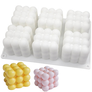 Luxury Bubble Cube Silicone Mold Bubble Dessert Custom candle mold  6 Cavity 3D Bubble Circle Candle Mould