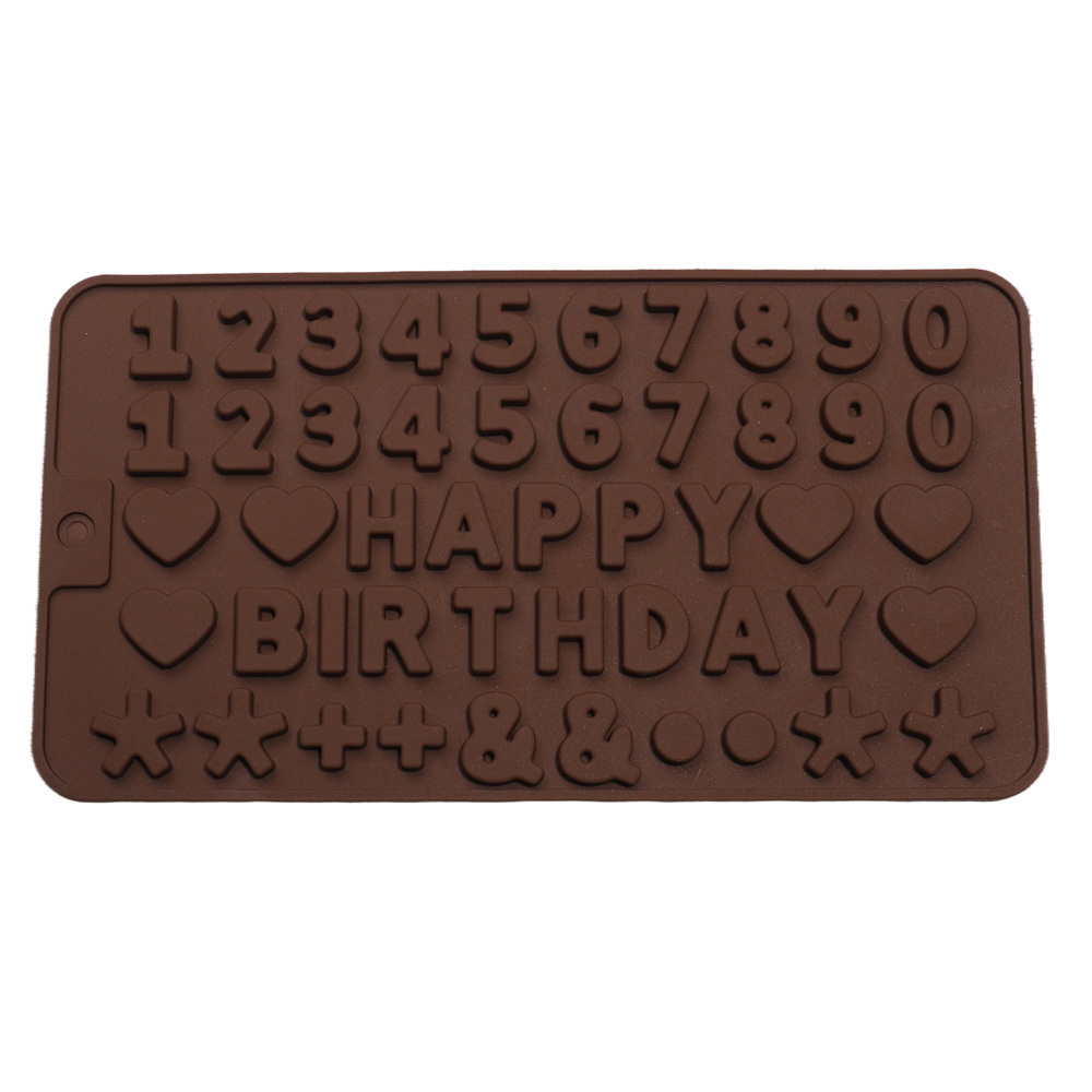 Mydeepsea Letter and Number Chocolate Molds with Happy Birthday Cake Decorations Chocolate Molds Silicon