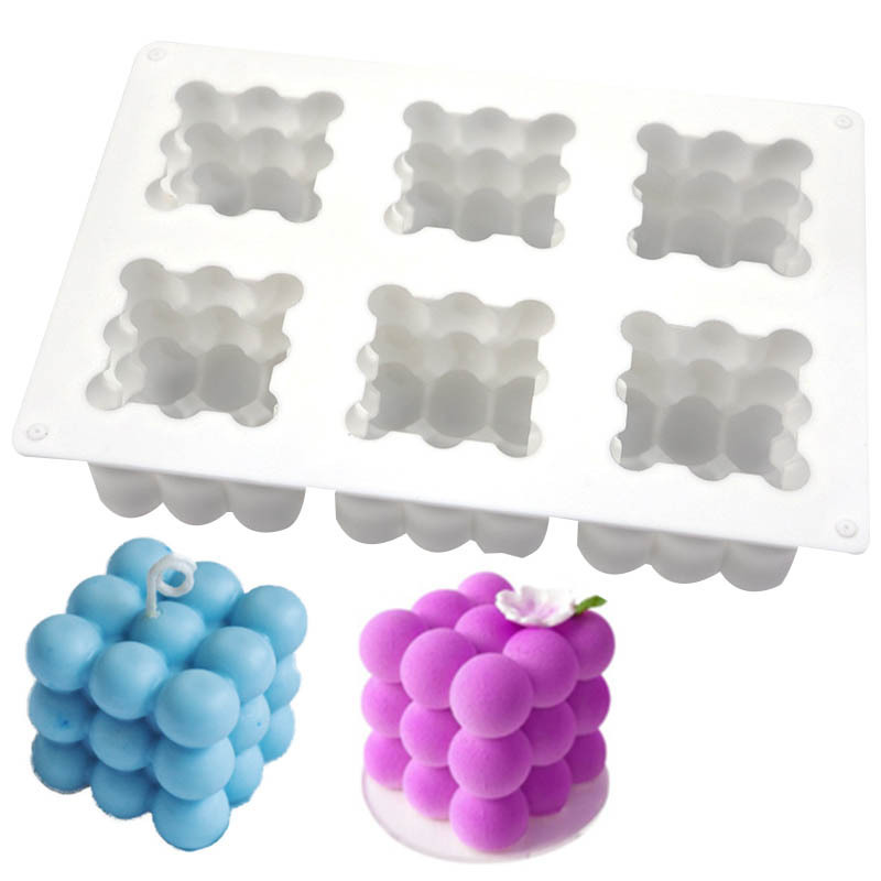 Luxury Bubble Cube Silicone Mold Bubble Dessert Custom candle mold  6 Cavity 3D Bubble Circle Candle Mould