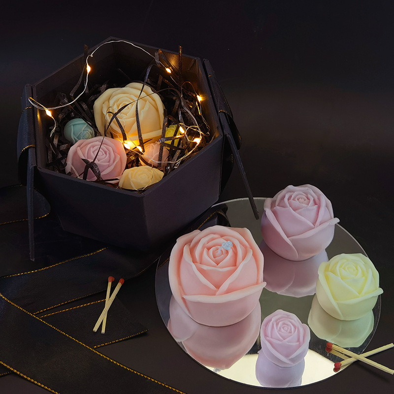 Valentine's Day DIY Silicone Mold Rose Candle Soap Aromatherapy Mold Silicone Mold For Rose Flower Candle Making