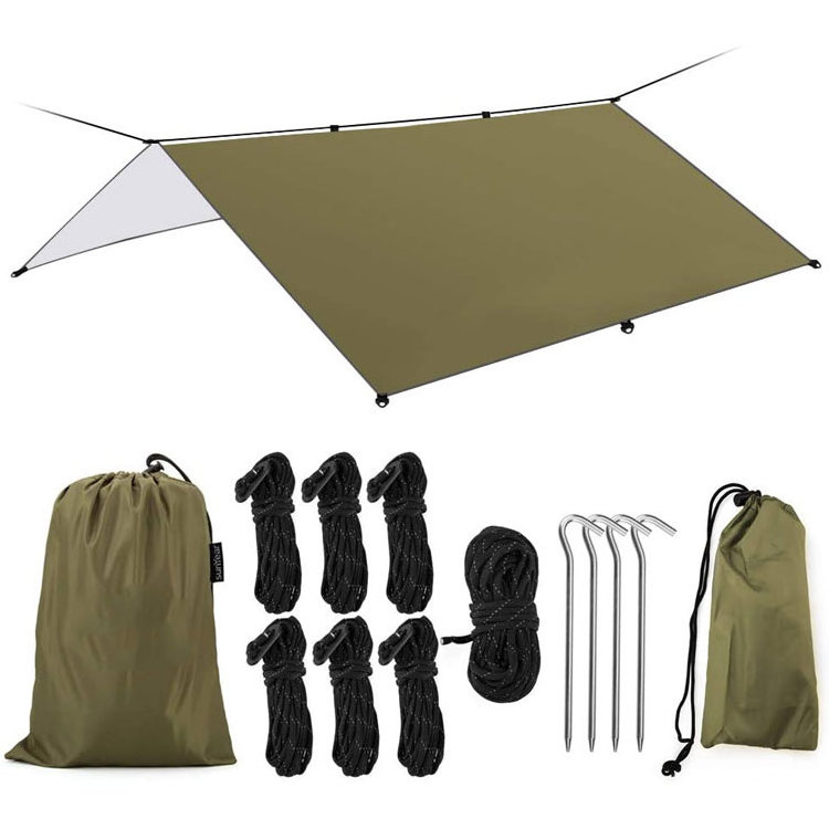 Waterproof hammock tent camping tarp rain fly, waterproof sun covered ultralight rain tarp outdoor