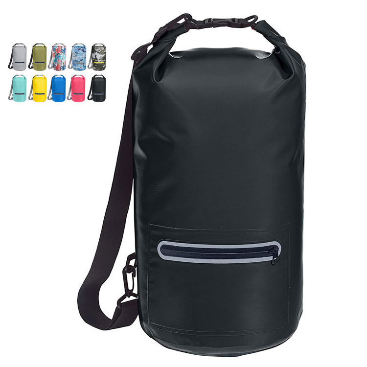 Lightweight waterproof floating dry bag camping, 20L 40L custom outdoor waterproof bag with zipper pocket