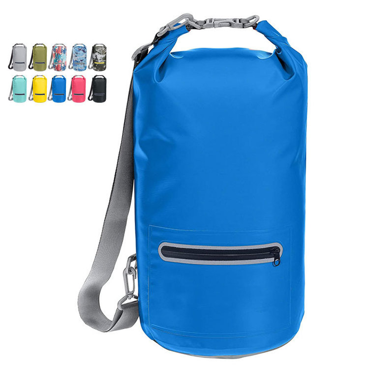 Lightweight waterproof floating dry bag camping, 20L 40L custom outdoor waterproof bag with zipper pocket