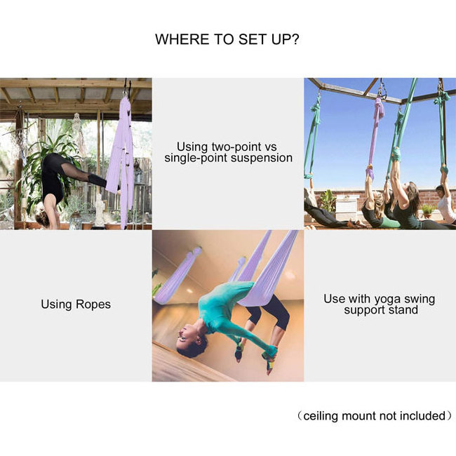 Soft silk anti gravity yoga aereo columpio, sling inversion airflying aerial antigravity hammock