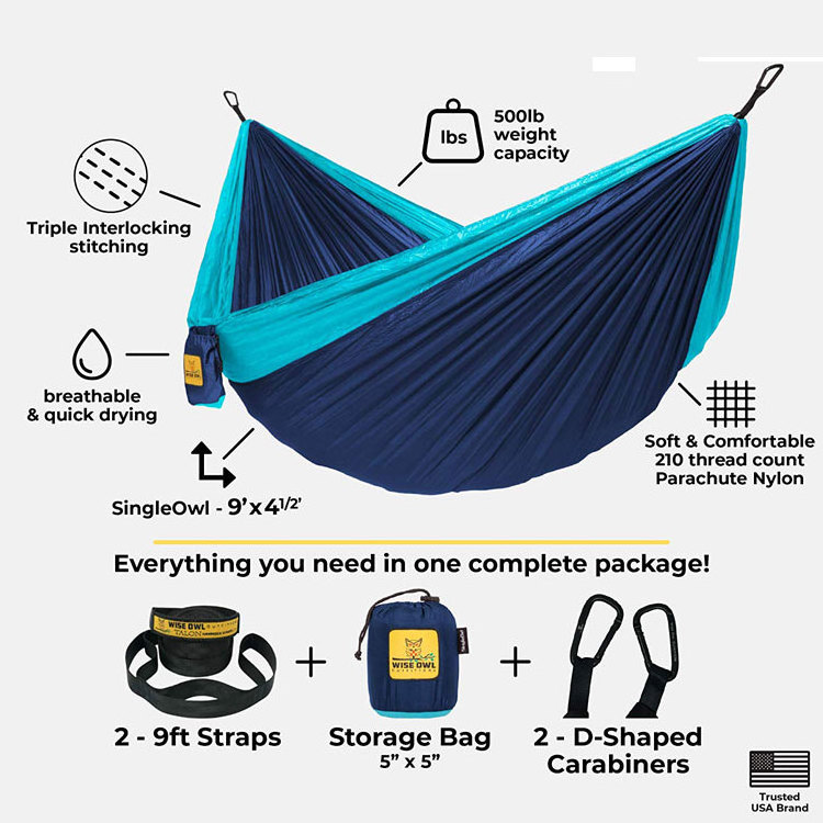 Survival travel hammock with straps included, portable durable nylon light weight hammocks