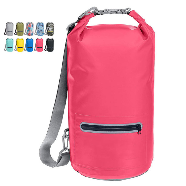 Lightweight waterproof floating dry bag camping, 20L 40L custom outdoor waterproof bag with zipper pocket