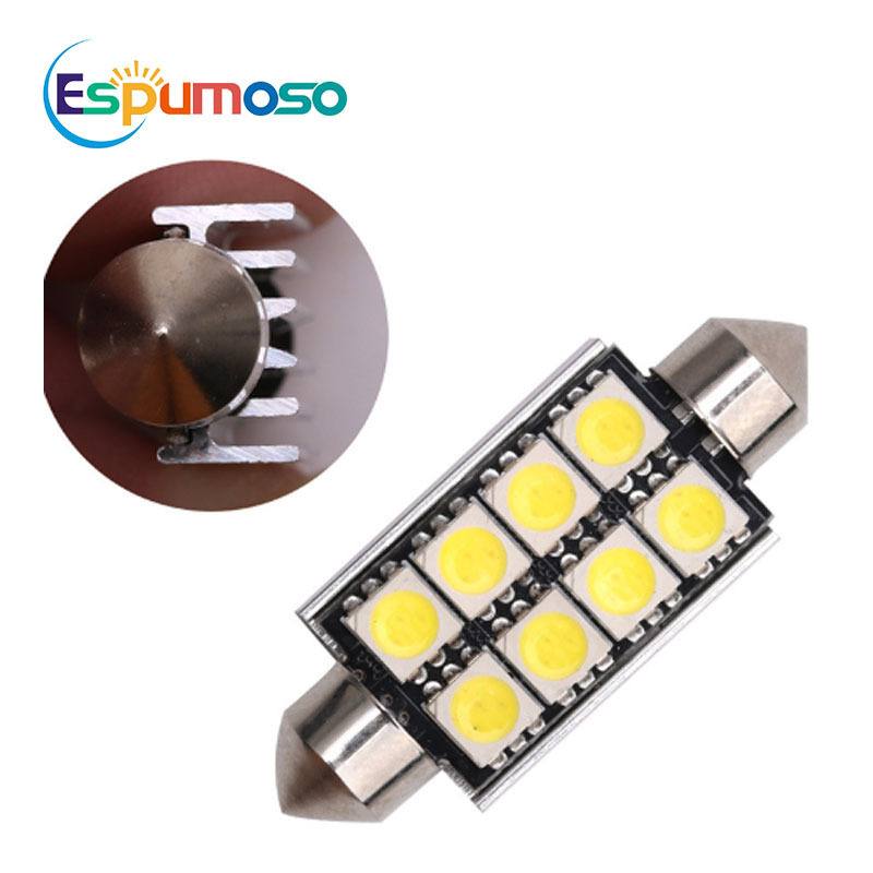 ESPUMOSO Car Led Lighting Festoon 8smd Reading Lamp Fog Lamp C5W 5050 8smd Led Bulbs 31mm 36mm 39mm 41mm for Car