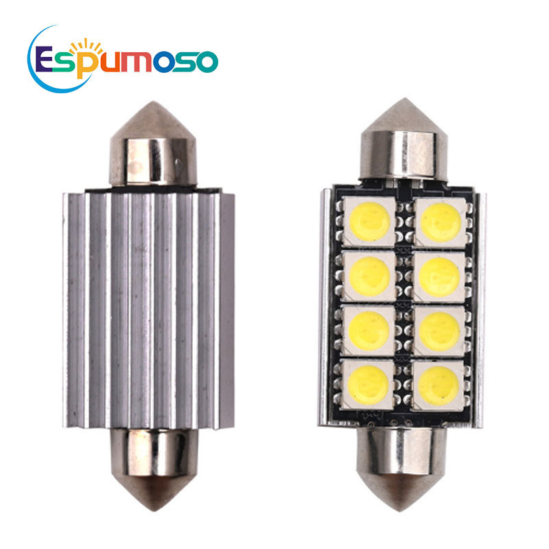 ESPUMOSO Car Led Lighting Festoon 8smd Reading Lamp Fog Lamp C5W 5050 8smd Led Bulbs 31mm 36mm 39mm 41mm for Car