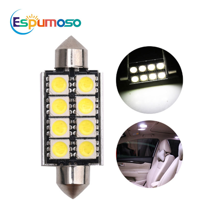 ESPUMOSO Car Led Lighting Festoon 8smd Reading Lamp Fog Lamp C5W 5050 8smd Led Bulbs 31mm 36mm 39mm 41mm for Car