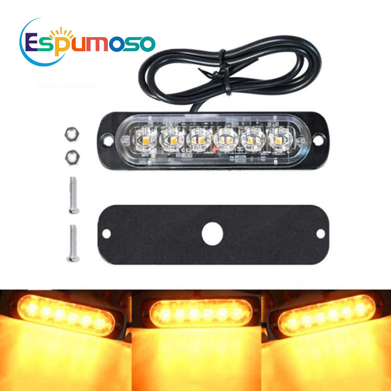 Super Bright Dual Color Car Led Strobe Side Emergency Light 6smd LED Flashing Warning Working Lamp Truck SUV ATV Offroad 12V 24V