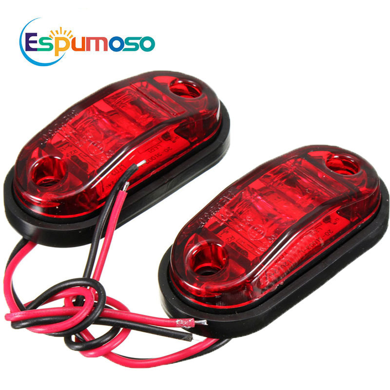 Espumoso truck lights Red yellow blue green white Universal 12V / 24V 2 LED Side Marker Light Lamp For Cars Truck Trailer