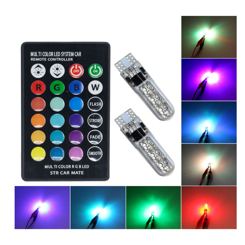 ESPUMOSO Factory Price RGB T10 W5W Car Led Light Bulb 5050 6SMD Silicone Reading Light Car Led Light With Remote Contral