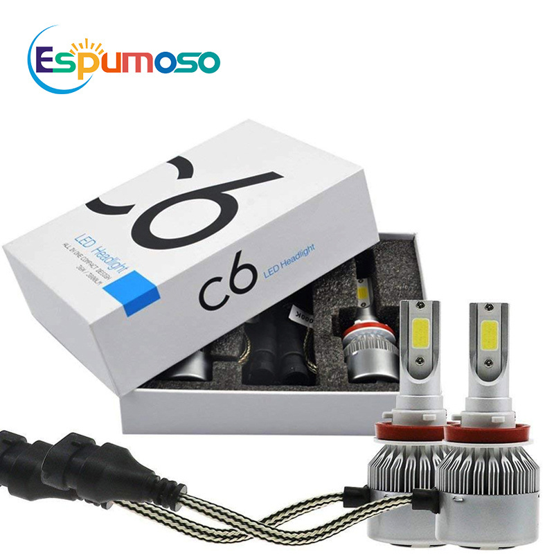 Cheap Price 12V White C6 Led Headlight Bulb 36w 3800lm COB H1 H7 H11 H3 9005 9006 H4 6500K Car Led Headlight Headlamp Bulbs