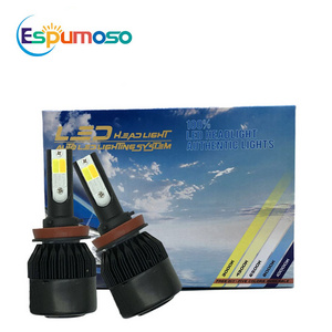 3 Color Led Headlight COB 50W 6000LM H4 H7 H11 9005 9006 3000K 6000K 8000K Car Motorcycle Strobe Flashing Led Headlight Bulb