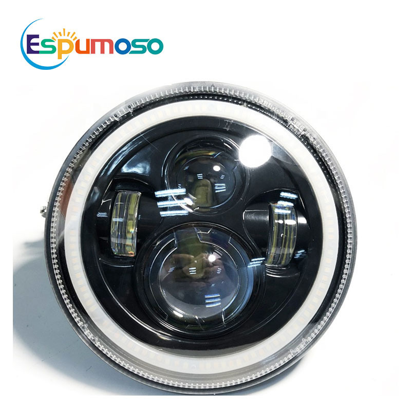 High Power 30W 7Inch round led Jeeps Light Waterproof High Low Beam With Angel Eyes 7inch round motorcycle light