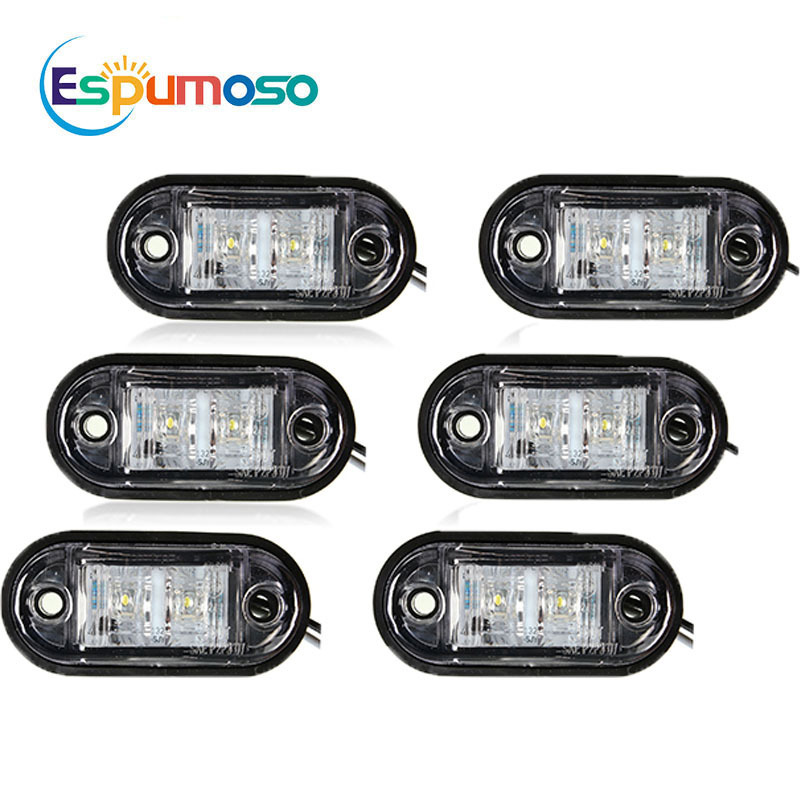 Espumoso truck lights Red yellow blue green white Universal 12V / 24V 2 LED Side Marker Light Lamp For Cars Truck Trailer