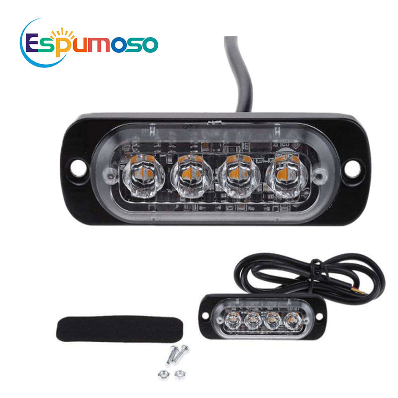 Flashing Warning side light 4smd Emergency Truck Strobe LED Work Light Bar Offroad spot lamp