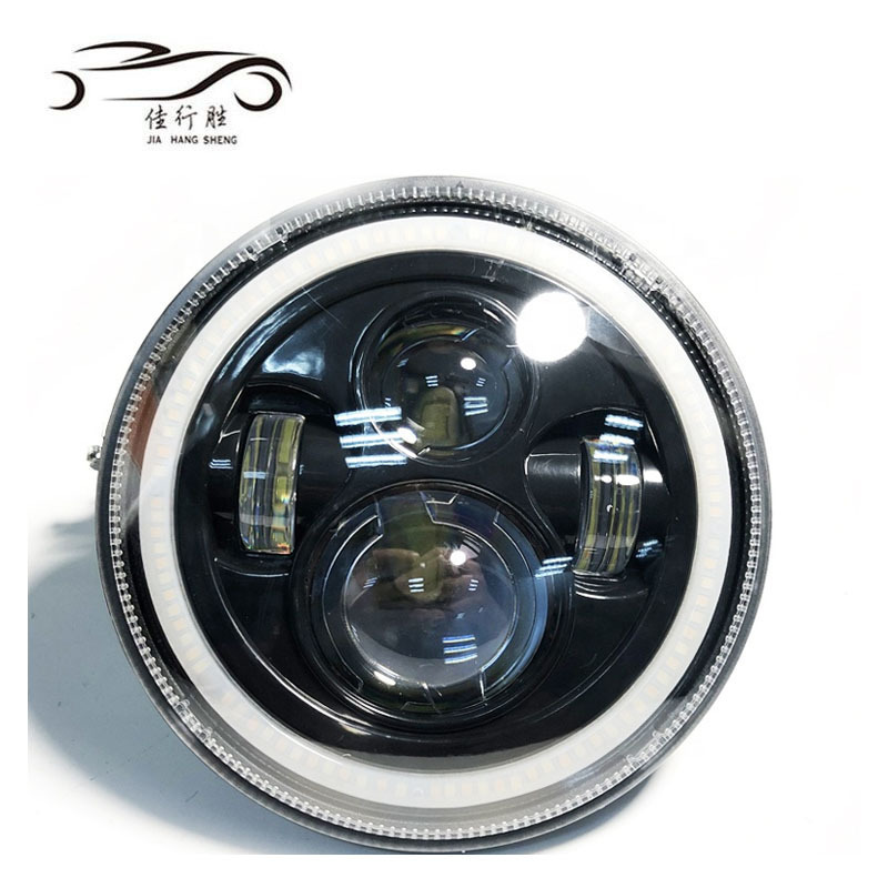 Hi/Low H4 Light Halo Angle Eyes DRL Headlamp For Jeep Wrangler OffRoad 5.75/7 inch 30W 80W LED motorcycle Headlight