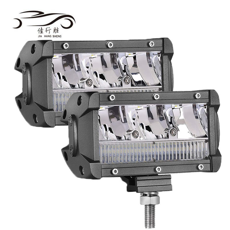 JHS High Power 5inch 72W Work Light Bar Spotlight LED Cubes Work Light Flood Beam Offroads Driving Fog Light Bulb for Jeeps