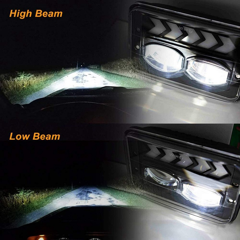 Square Chrome 6000K Waterproof 5x7 7Inch 45W Led Headlight Jeeps Offroad Motorcycle Shape High Low Beam 12-24V DC