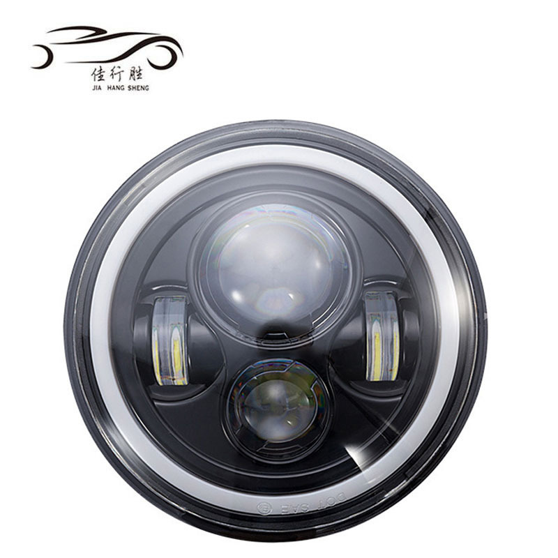 Hi/Low H4 Light Halo Angle Eyes DRL Headlamp For Jeep Wrangler OffRoad 5.75/7 inch 30W 80W LED motorcycle Headlight