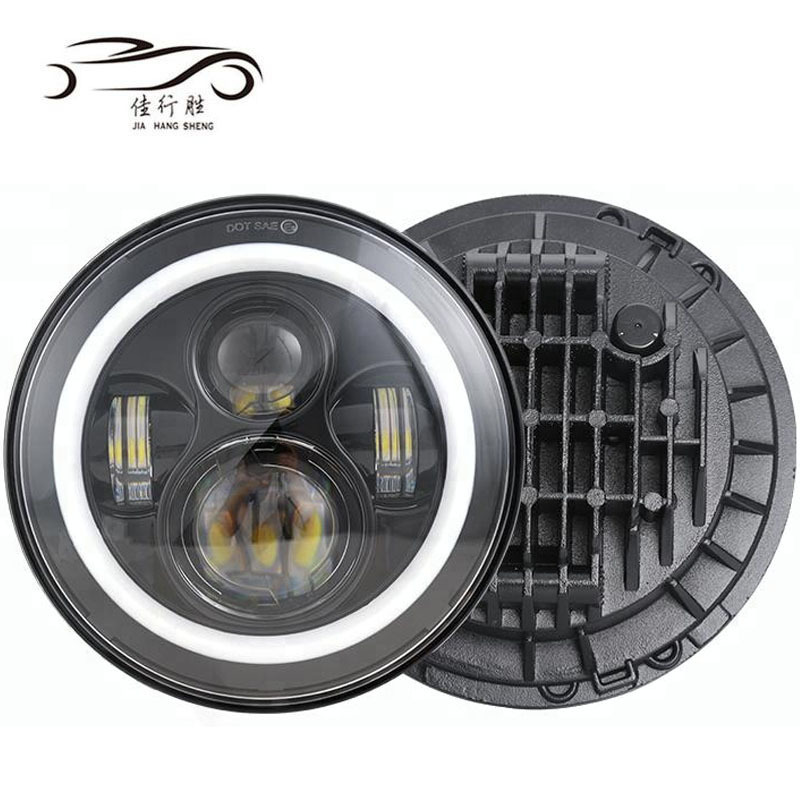 Hi/Low H4 Light Halo Angle Eyes DRL Headlamp For Jeep Wrangler OffRoad 5.75/7 inch 30W 80W LED motorcycle Headlight