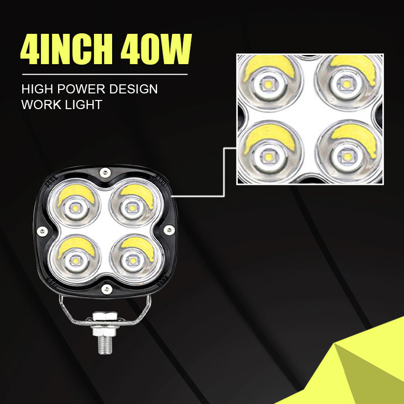 JHS High Quality 4inch 40W 4smd square Work Light good quality 10-30V Waterproof IP68 LED Light Bub for jeeps