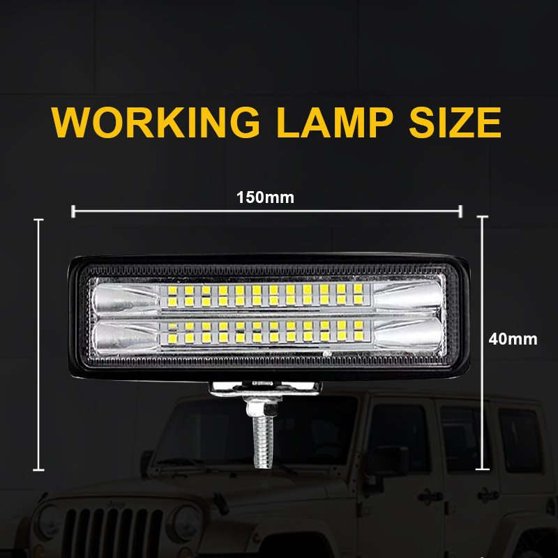 72w led light bar 6000k white bright led fog light led tractor working light offroad spotlight bar boat spotlight 6 inch