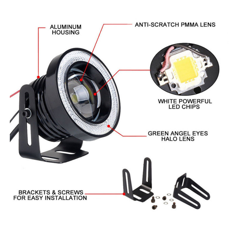 JHS Hot selling 2.5 inch 3.0 inch 3.5 inch Angle eye fog light LED Fog Light with COB DRL 12v led car light