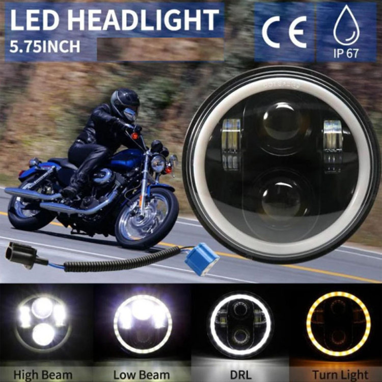 JHS 7 inch Led Headlight Halo Lights dual color yellow white 30w 7 inch Round motorcycle lights For Jeeps universal car