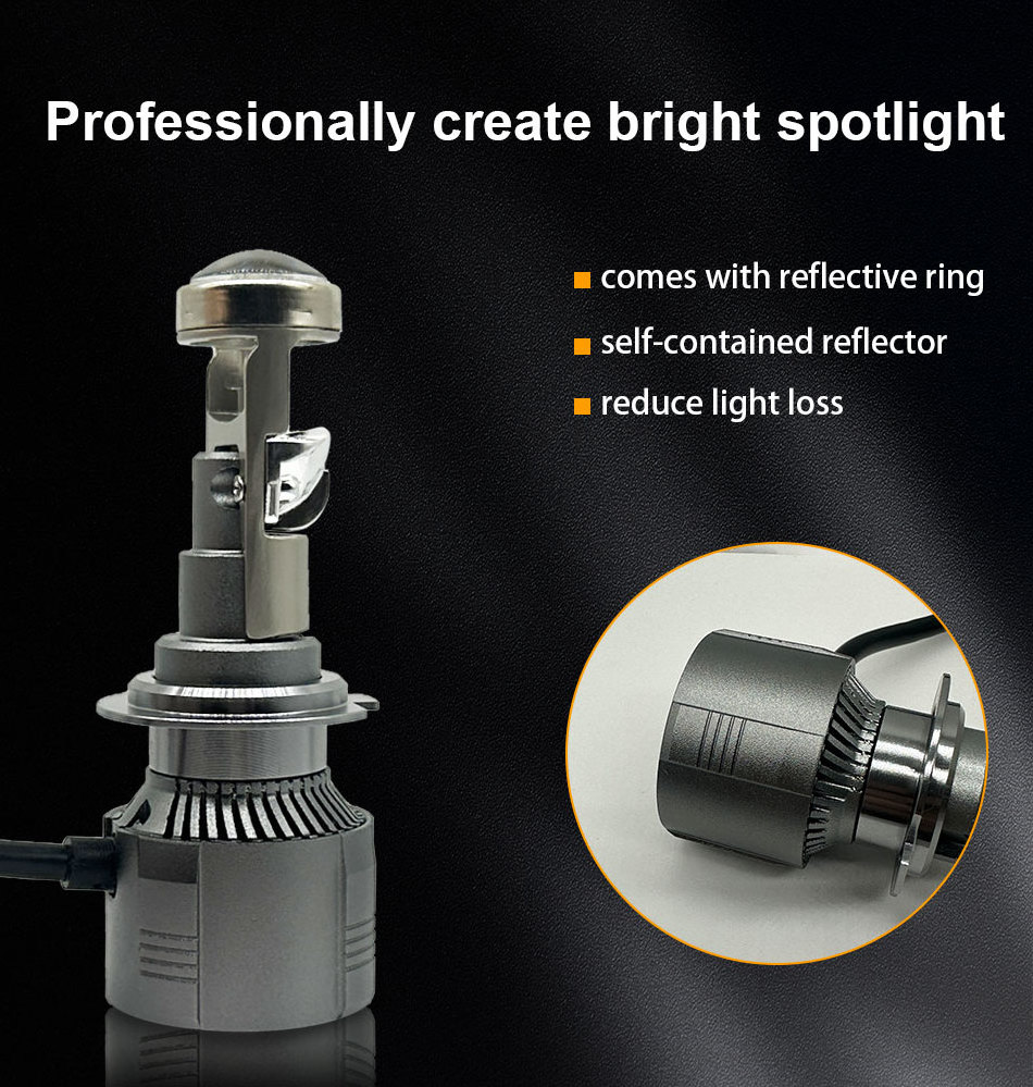 JHS New Arrive A80 Auto Lighting System High Power  Led H4 High Low Beam H4 Projector  Led Lens H4 Led Headlight Bulb