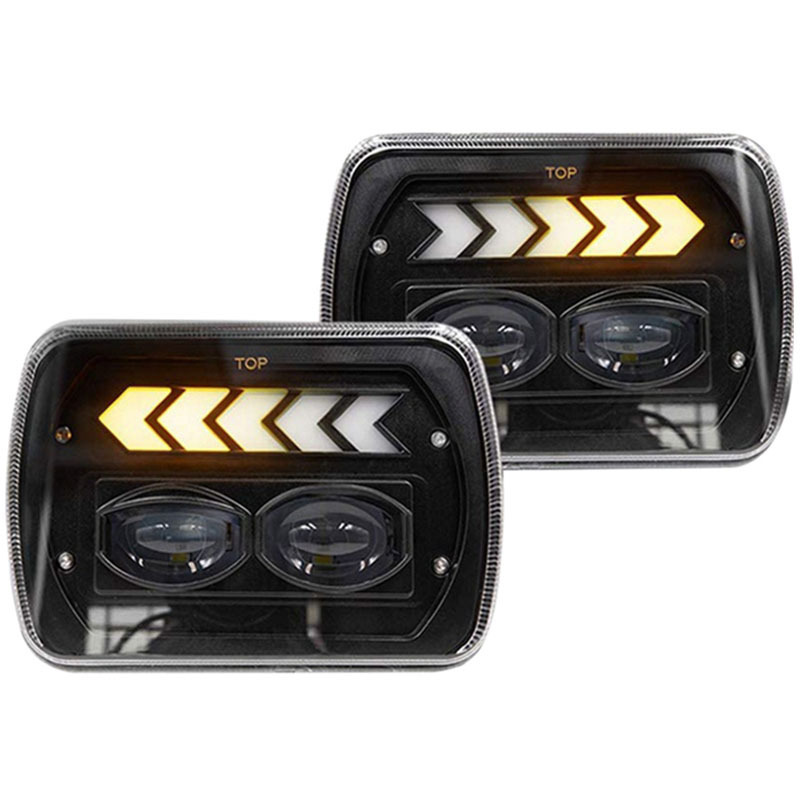 Square Chrome 6000K Waterproof 5x7 7Inch 45W Led Headlight Jeeps Offroad Motorcycle Shape High Low Beam 12-24V DC