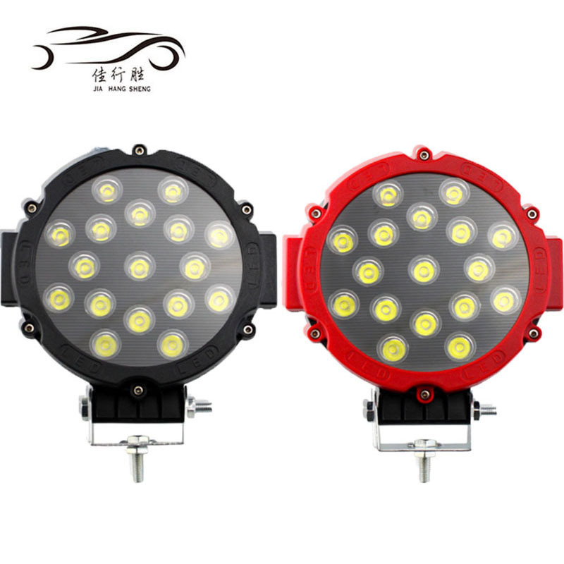 JHS hot sale car accessories 7inch 51W spot flood beam 12-24v rechargeable work light for truck jeep motorcycle SUV ATV