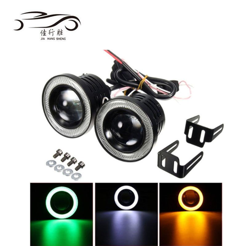 JHS LED Fog Light 64MM 76MM 89MM Angel Eyes Road Fog Lamp 12V Projector COB LED Driving Light Round LED Fog Lamp