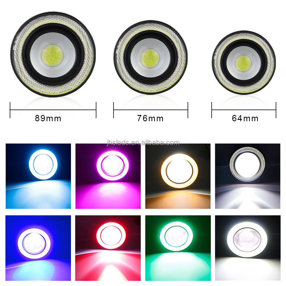 JHS Hot selling 2.5 inch 3.0 inch 3.5 inch Angle eye fog light LED Fog Light with COB DRL 12v led car light